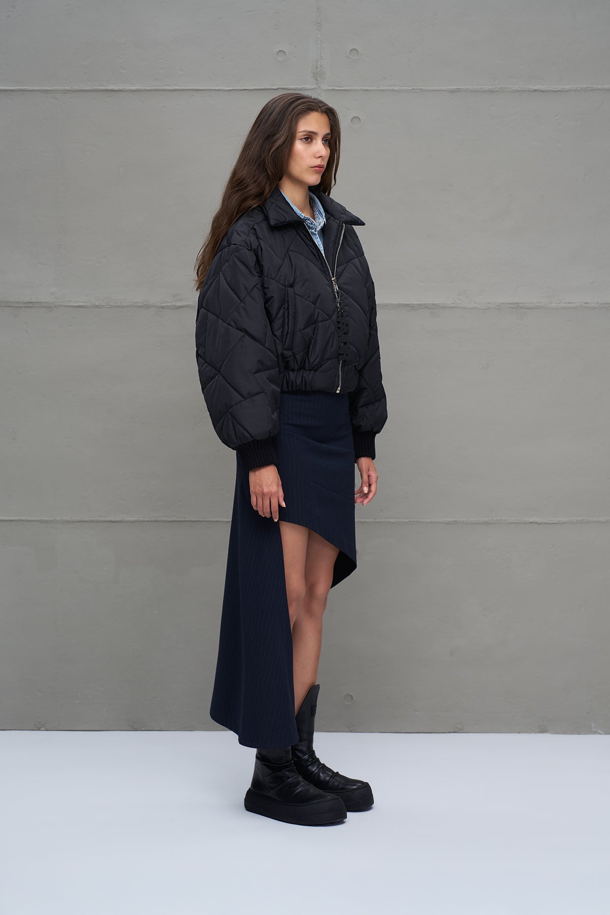 Siyah Sisme Bomber Ceket 18138