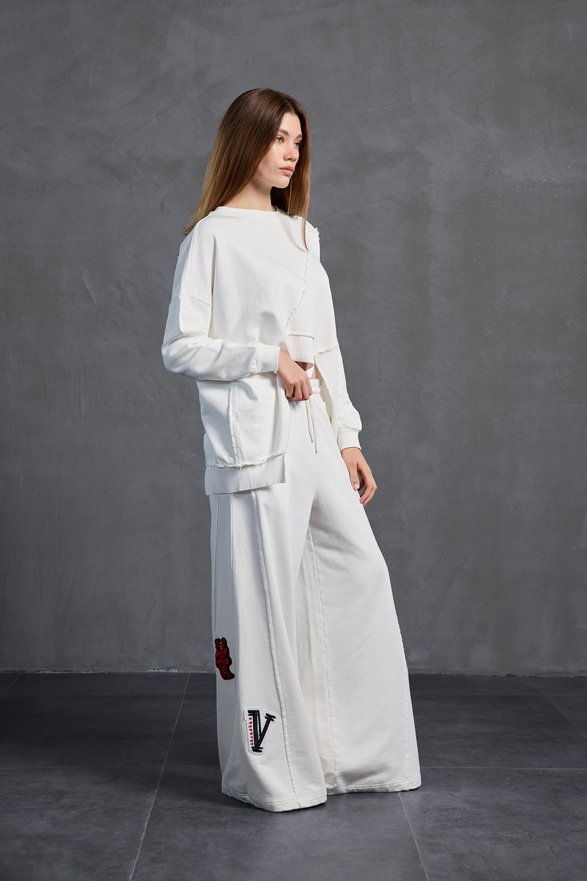 Ekru Oversize Esofman Pantolon 18158