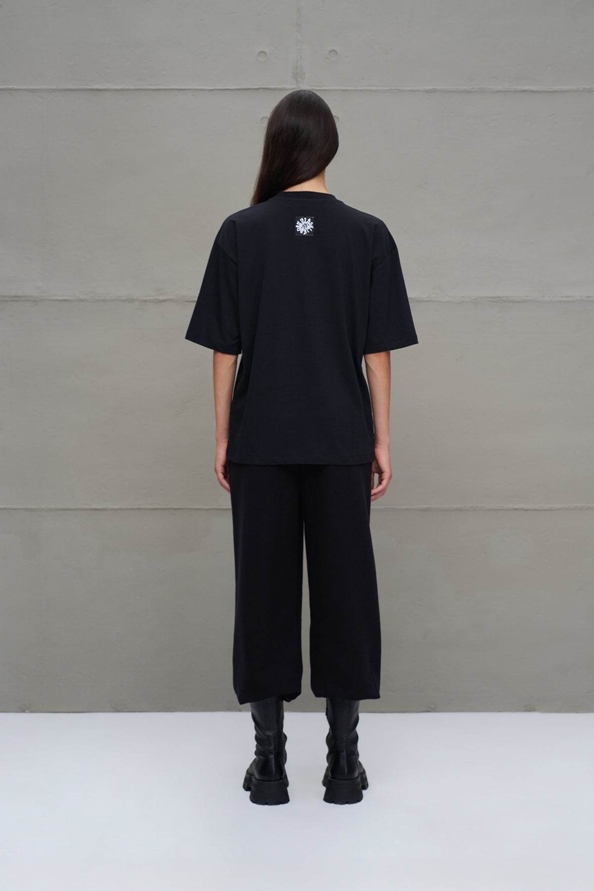 Siyah Sloganli Oversize T-Shirt 18169