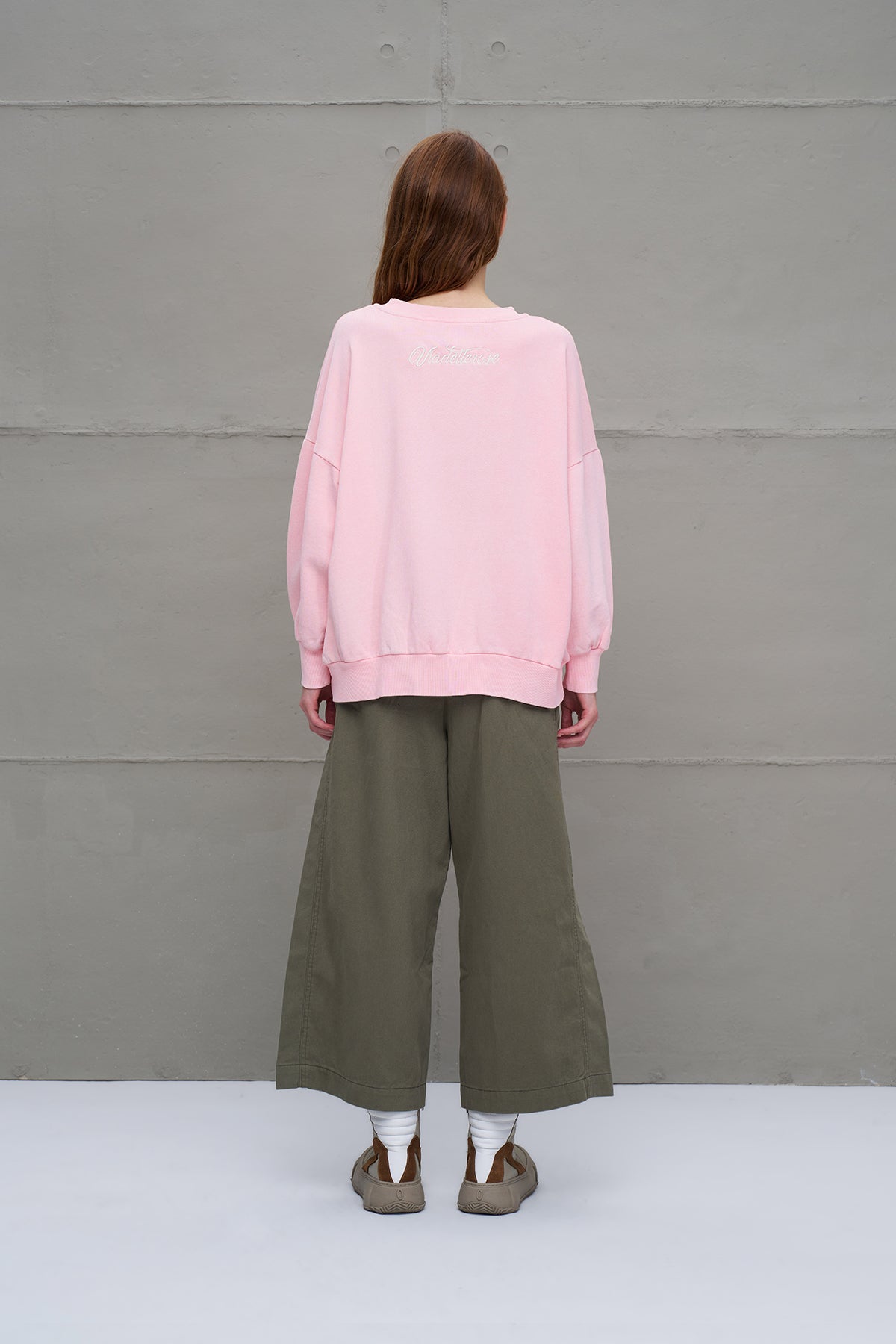 Pembe Sloganli Oversize Sweatshirt 18178