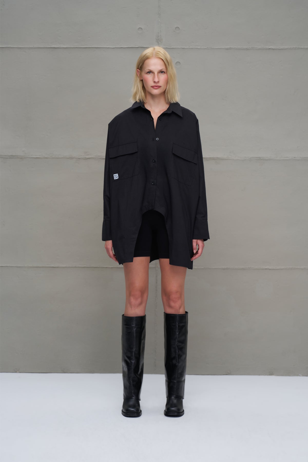 Siyah Oversize Poplin Gömlek 18179