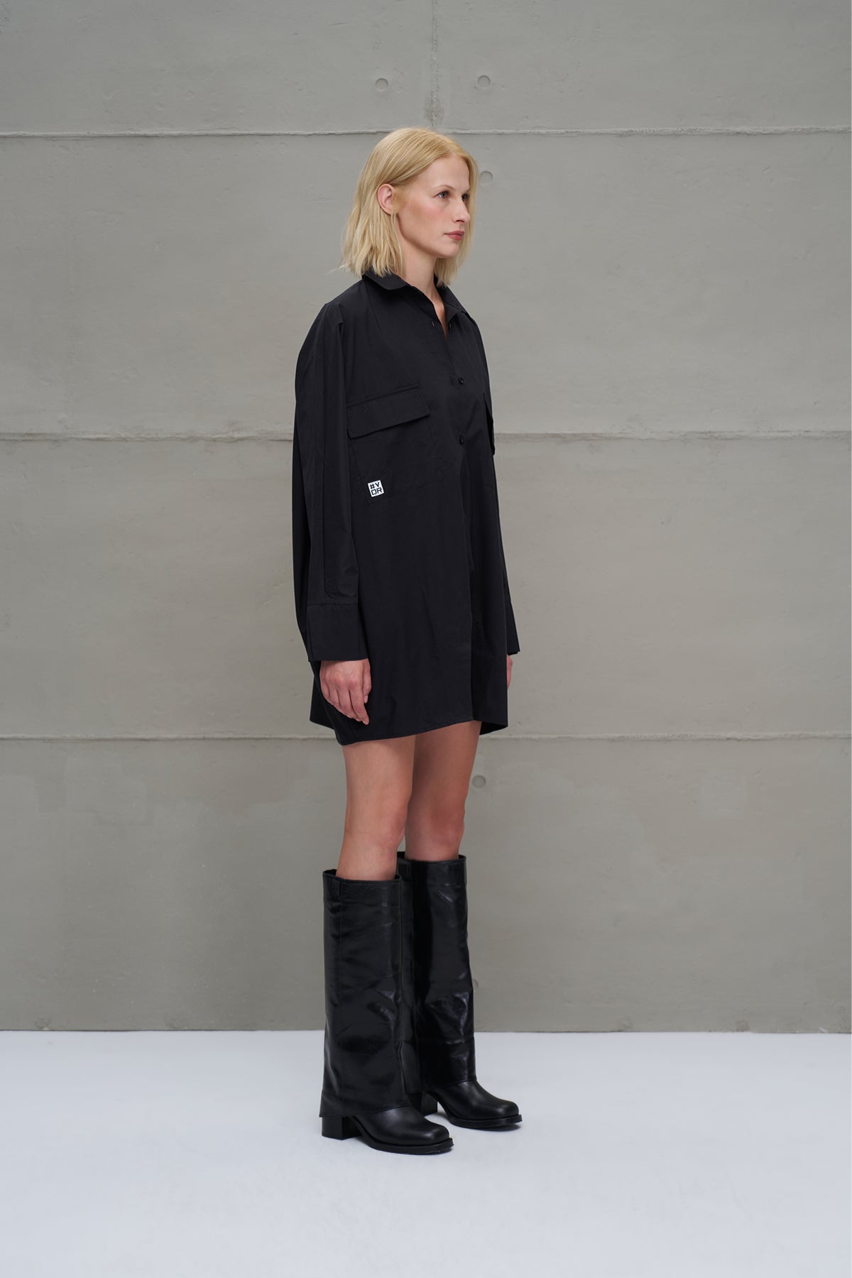 Siyah Oversize Poplin Gömlek 18179