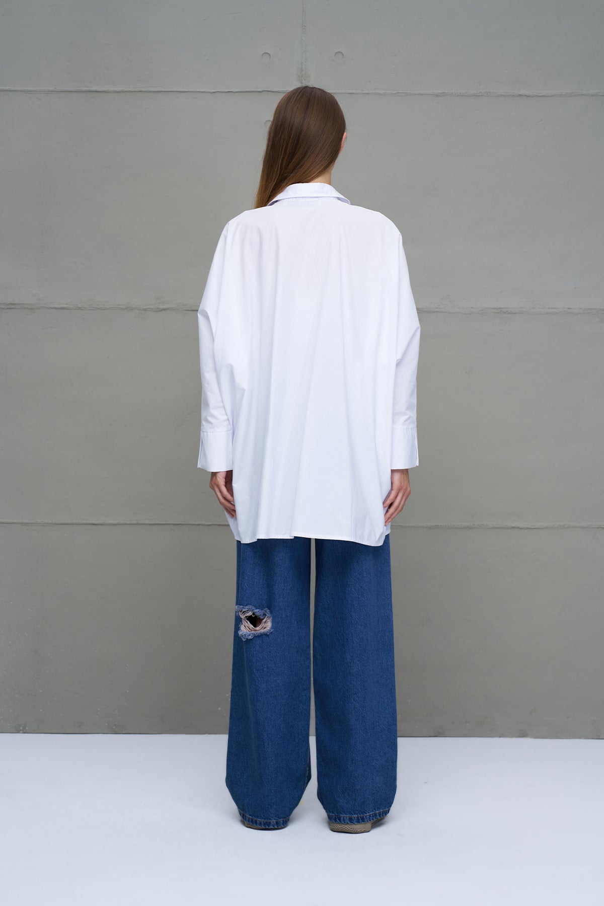 Beyaz Oversize Poplin Gömlek 18179