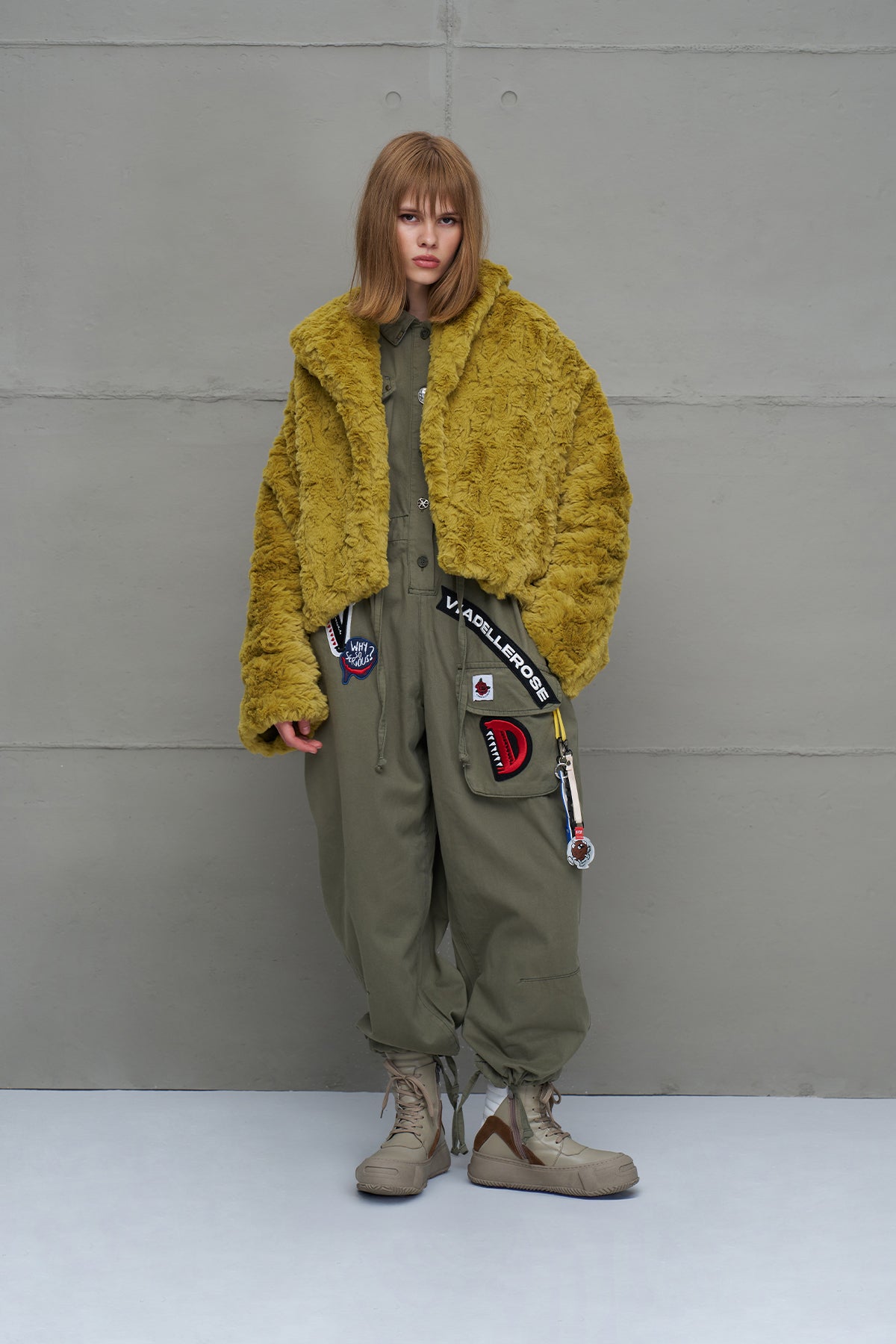 Fistik Yesili Kürk Görünümlü Oversize Ceket 18185