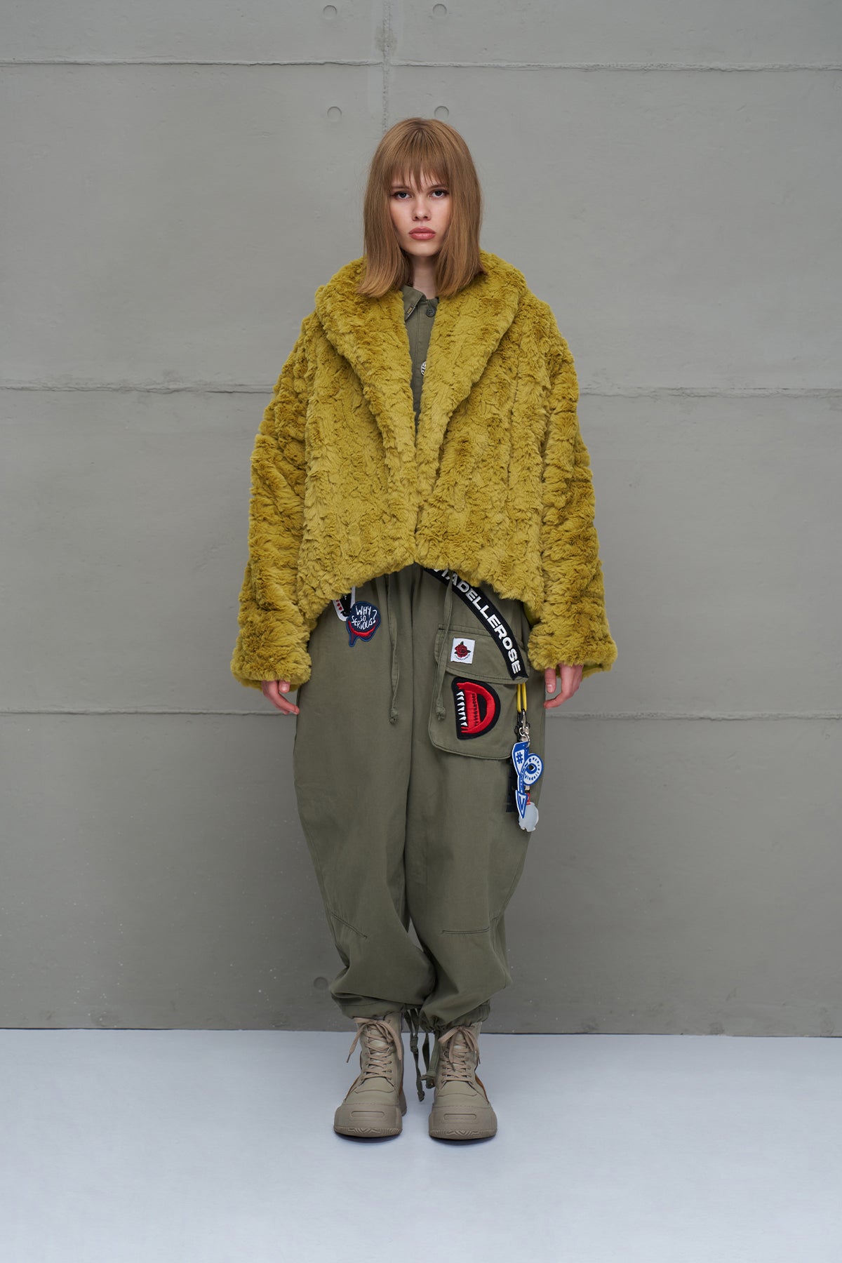 Fistik Yesili Kürk Görünümlü Oversize Ceket 18185