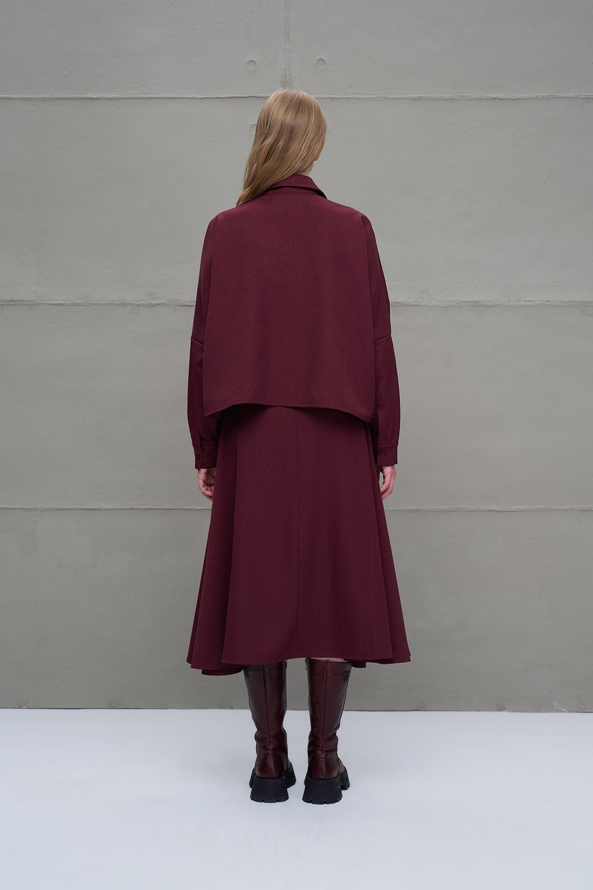 Bordo Fermuar Detayli Cepli Gömlek 18197