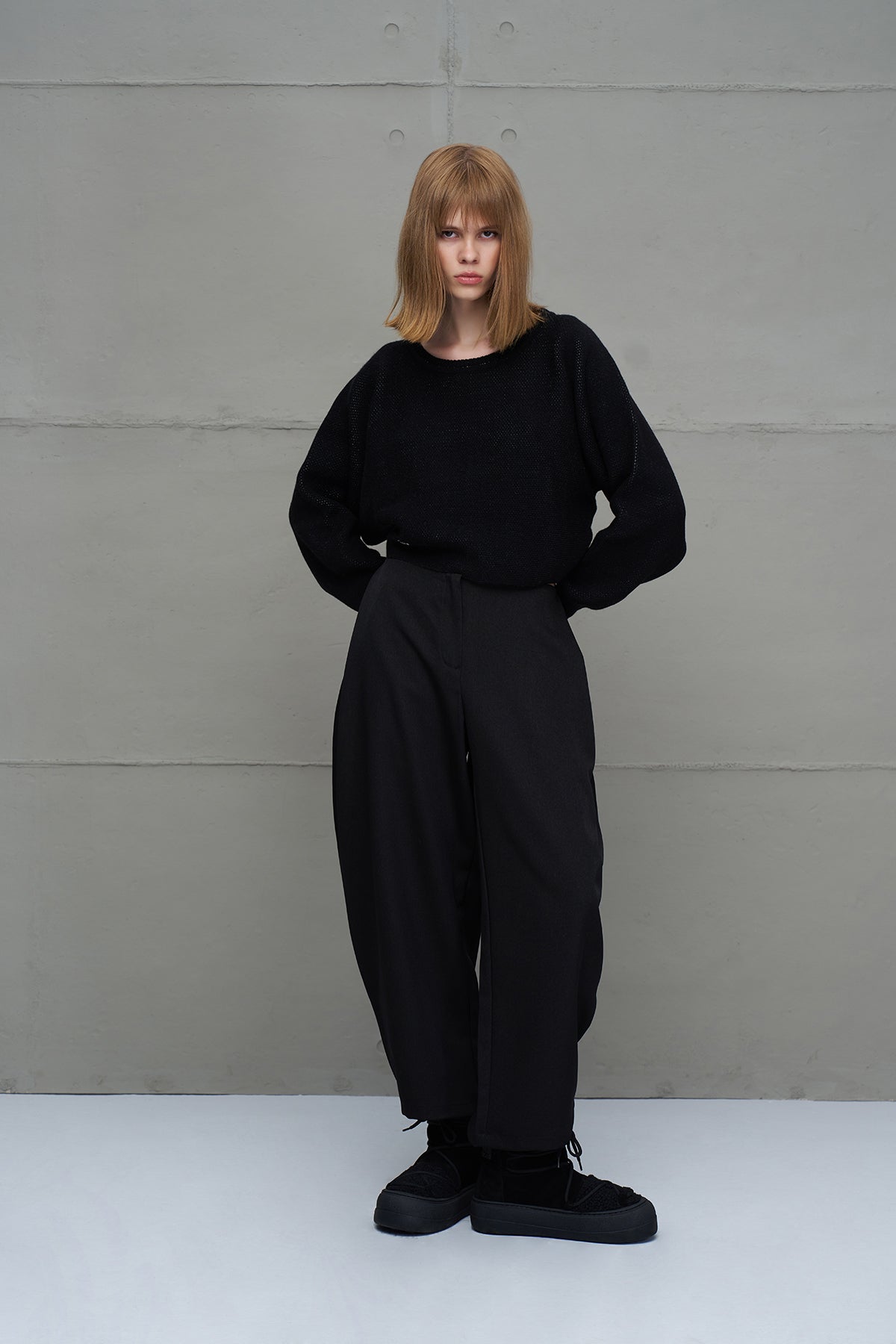 Siyah Yüksek Bel Balon Pantolon 18199