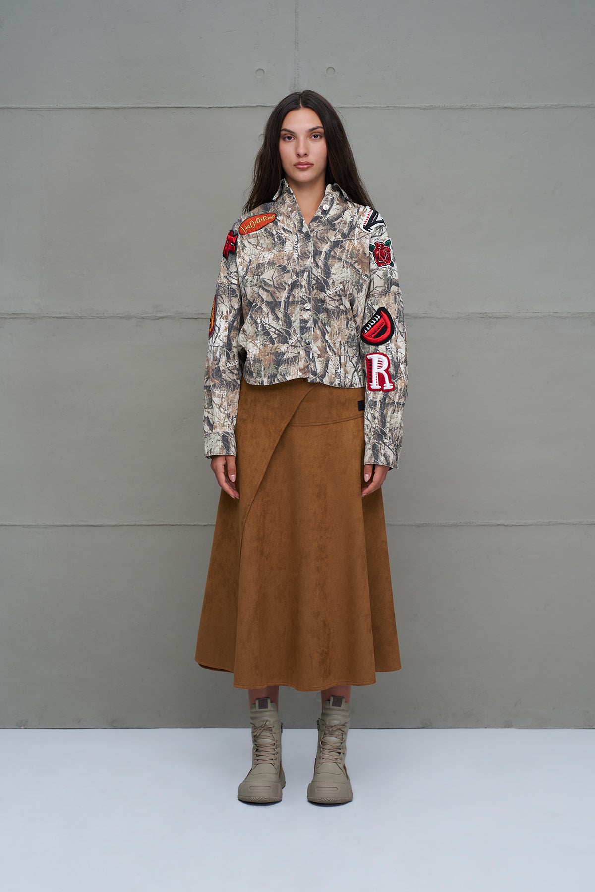 Kahverengi Volanli Midi Etek 18208