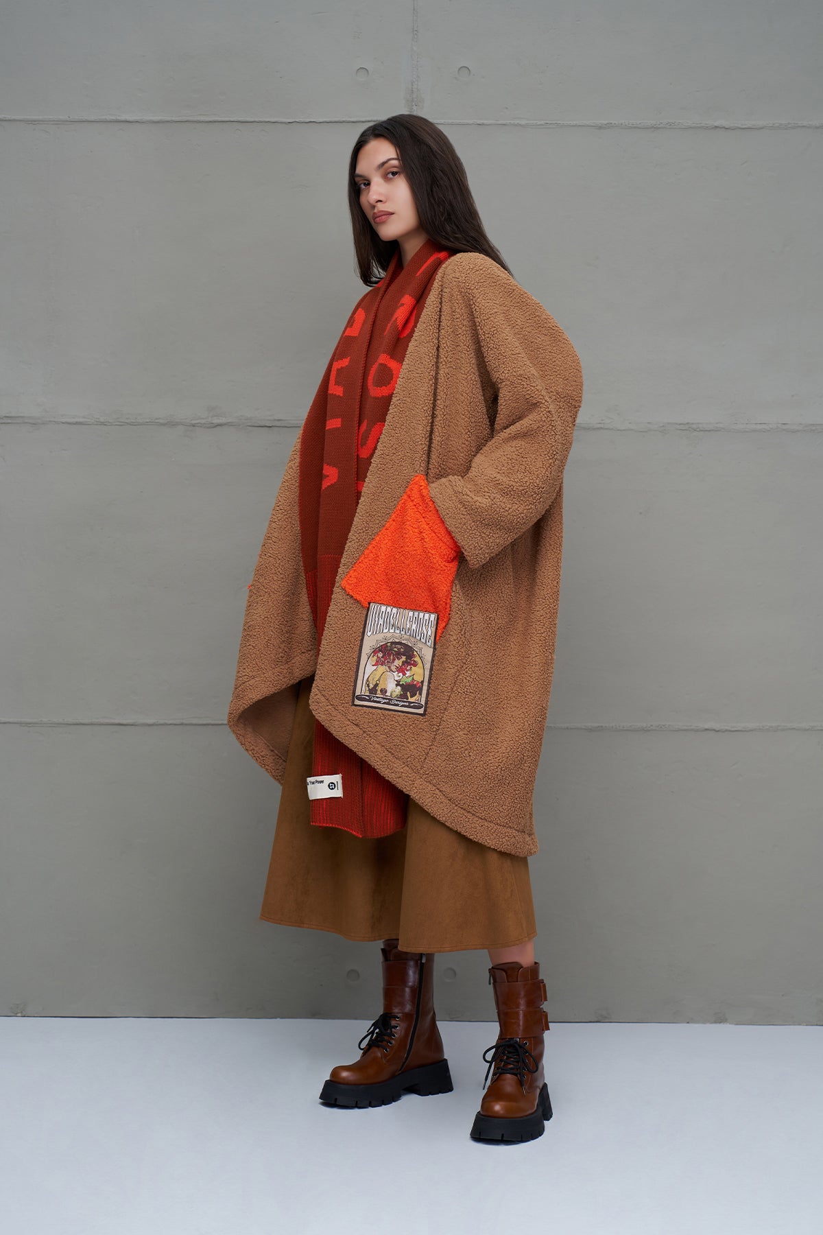 Taba Kürk Görünümlü Oversize Uzun Hirka 18240