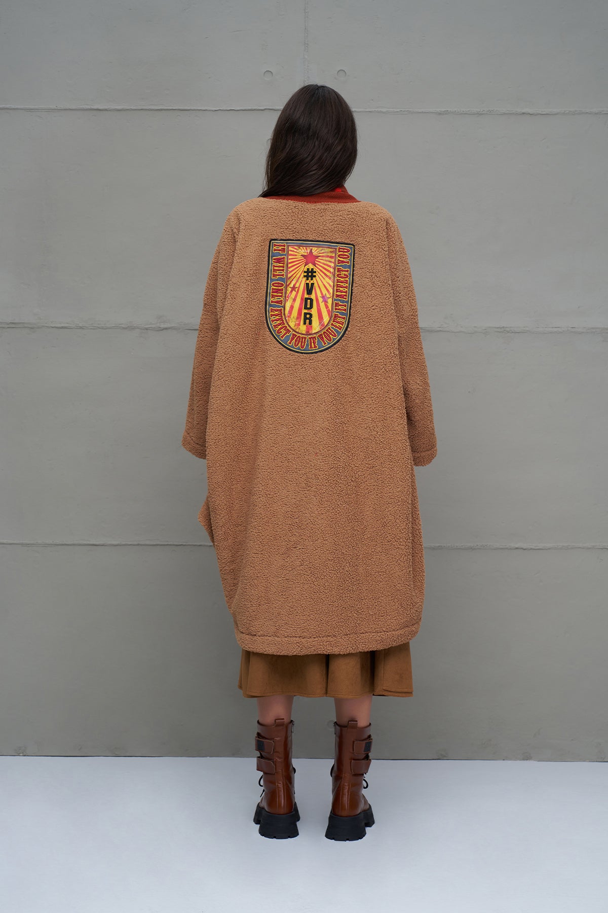 Taba Kürk Görünümlü Oversize Uzun Hirka 18240