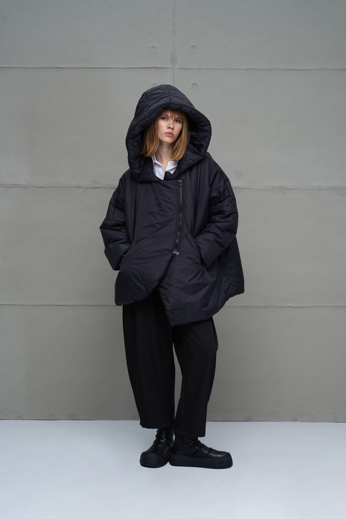 Siyah Asimetrik Oversize Sisme Ceket 18256
