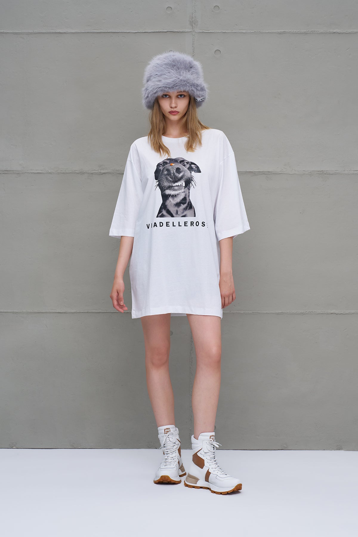 Beyaz Baskili Oversize T-Shirt 18263