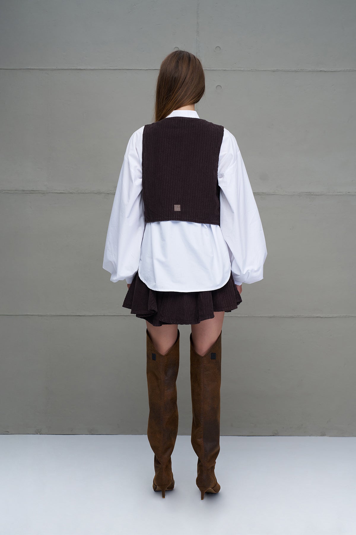 Kahverengi Fitilli Kadife Yelek 18266