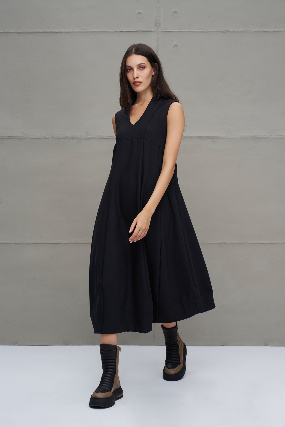 Siyah Balon Formlu Oversize Elbise 18283