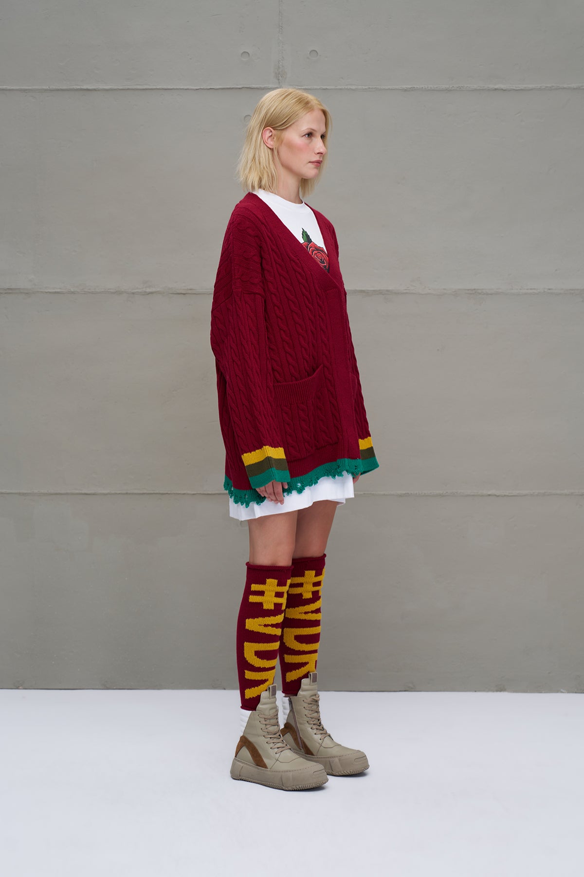 Bordo Hardal Logo Detayli Triko Tozluk 18287
