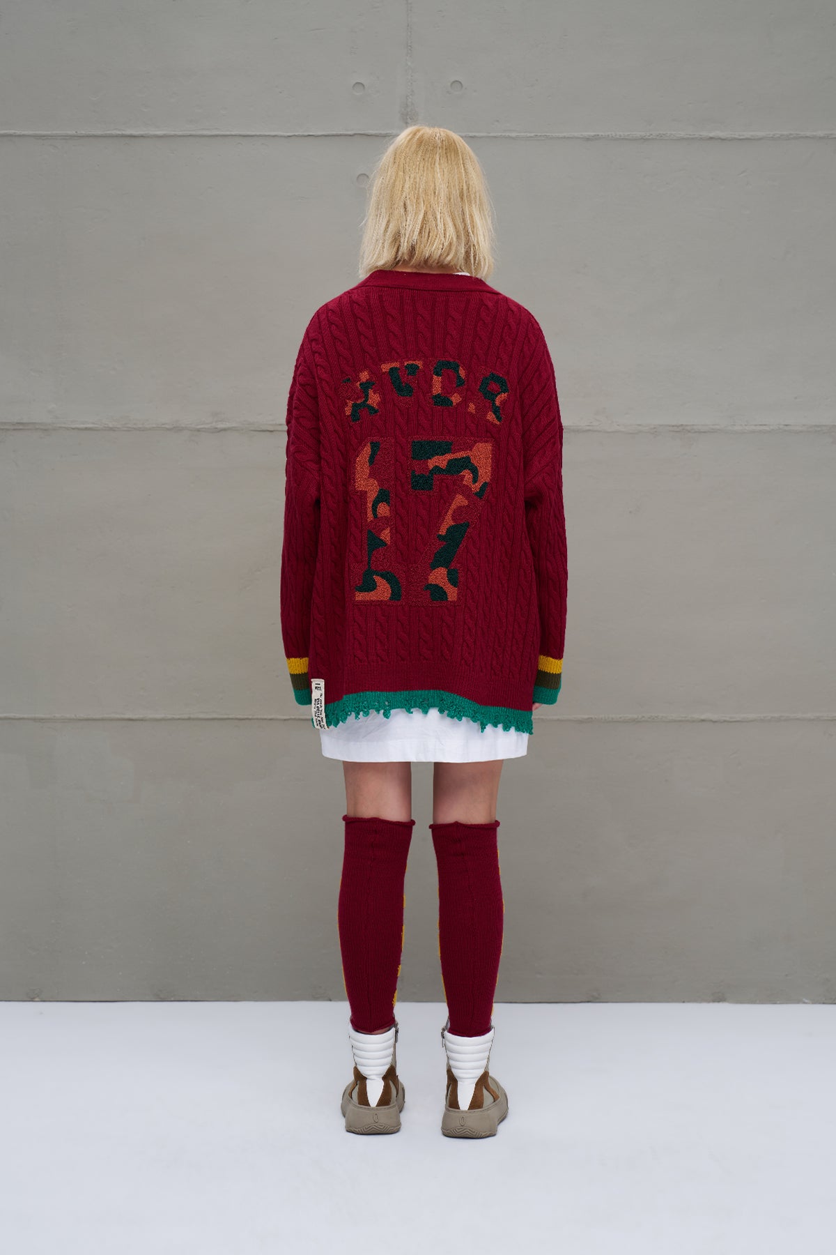 Bordo Hardal Logo Detayli Triko Tozluk 18287
