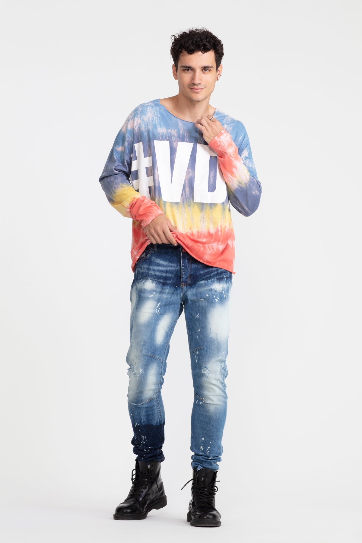 Çok Renkli Batik Uzun T-shirt 1059