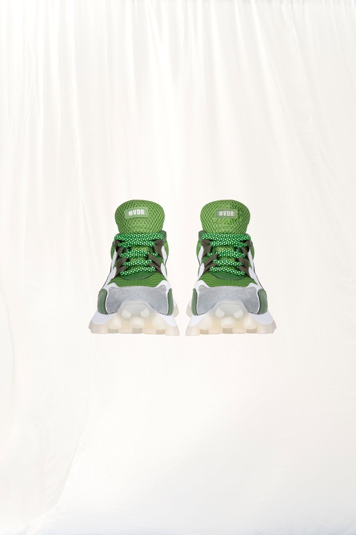 Yesil Beyaz Kalin Tabanli Spor Ayakkabi 3d2
