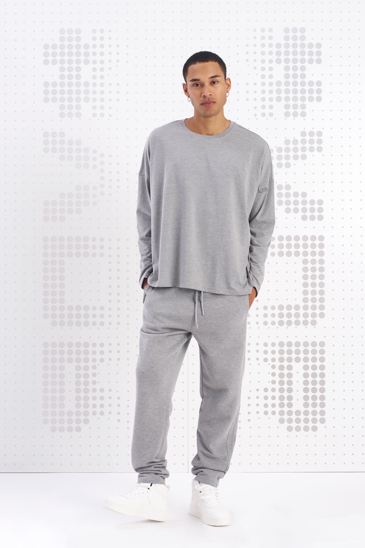 Gri Melanj  Uzun T-shirt Mask