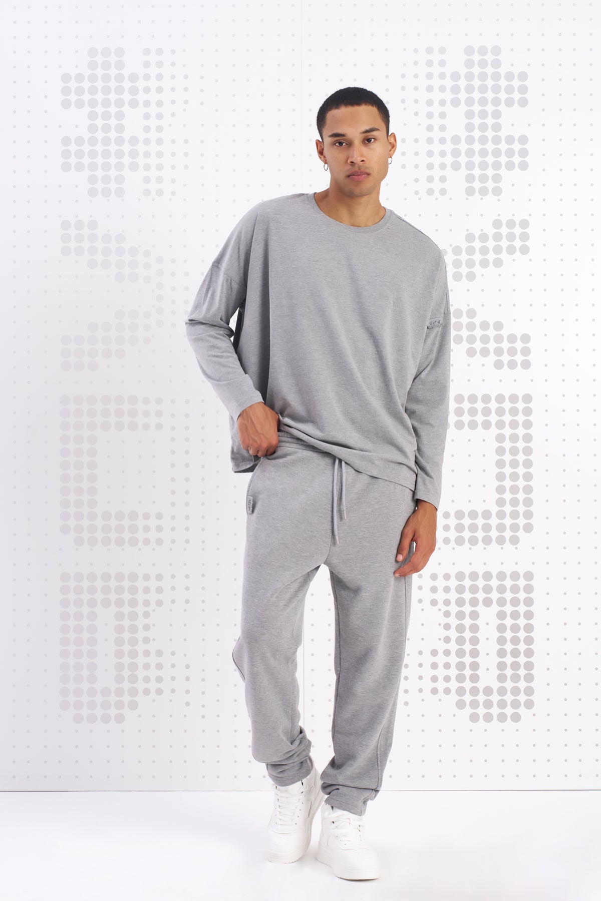 Gri Melanj  Uzun T-shirt Mask
