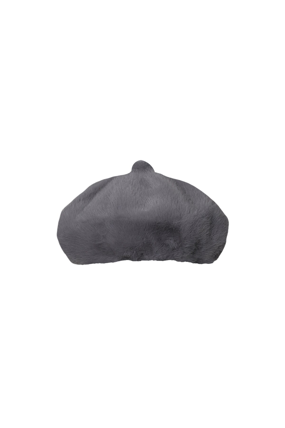 Gri Kürk Görünümlü Beret Sapka Pof