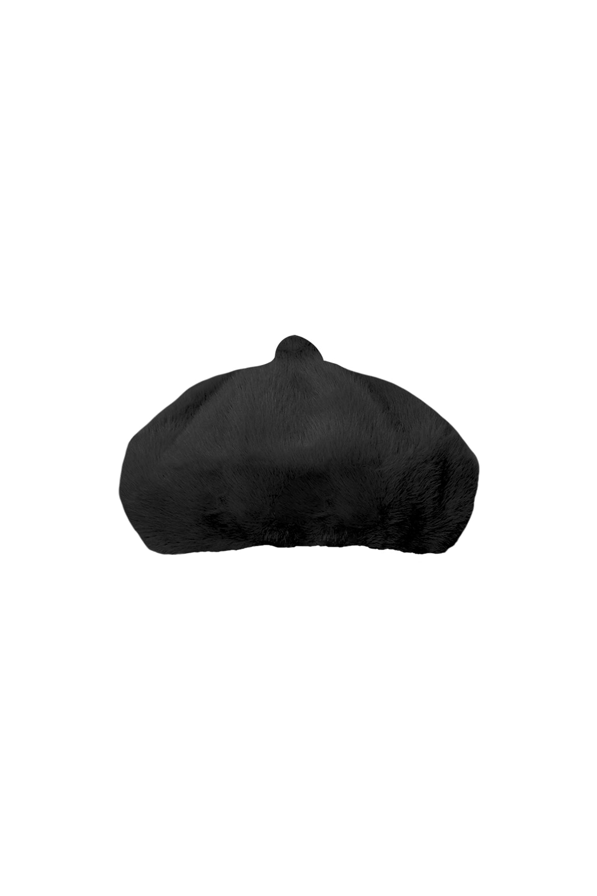 Siyah Kürk Görünümlü Beret Sapka Pof
