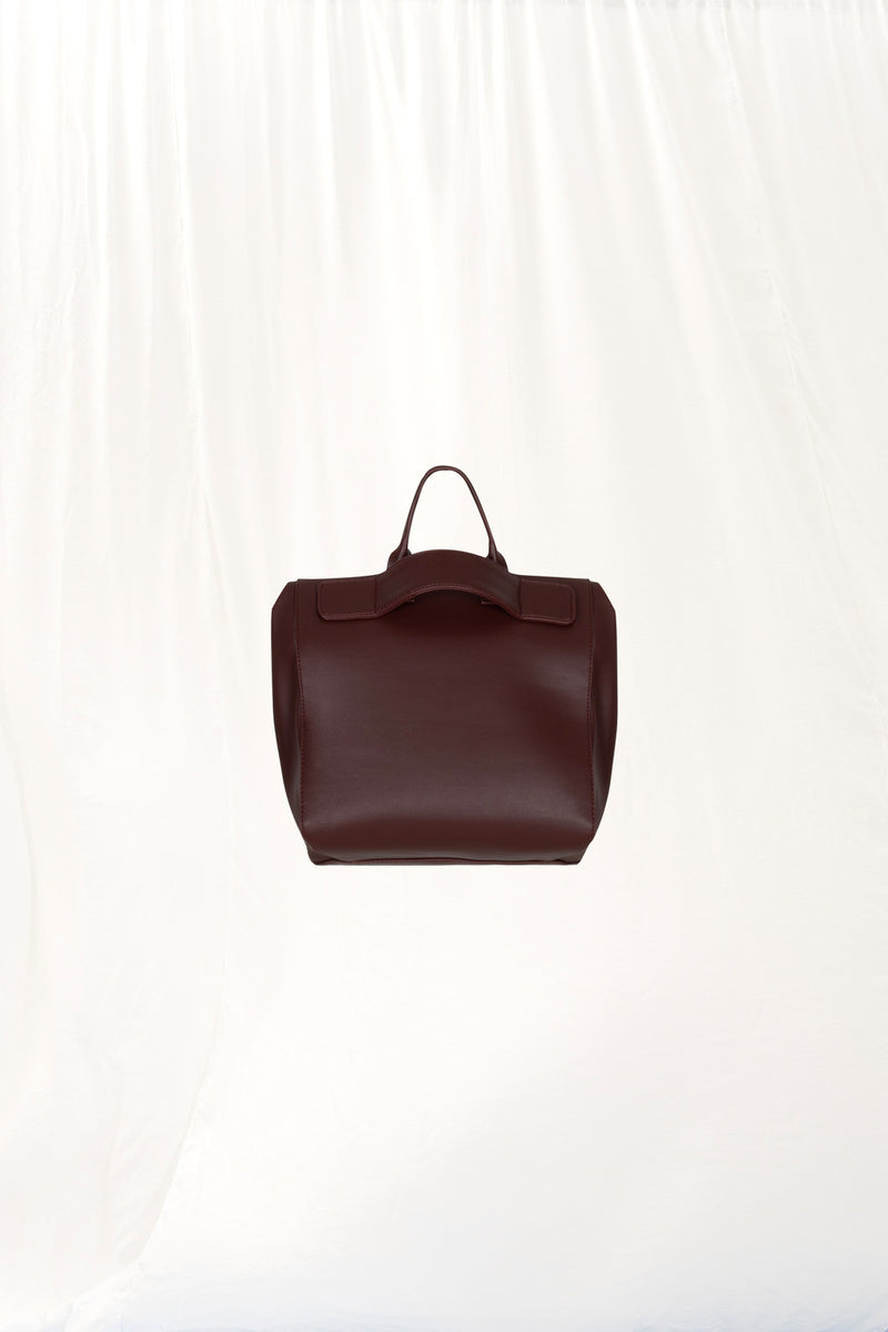 Bordo Deri Mini Tote Çanta Row