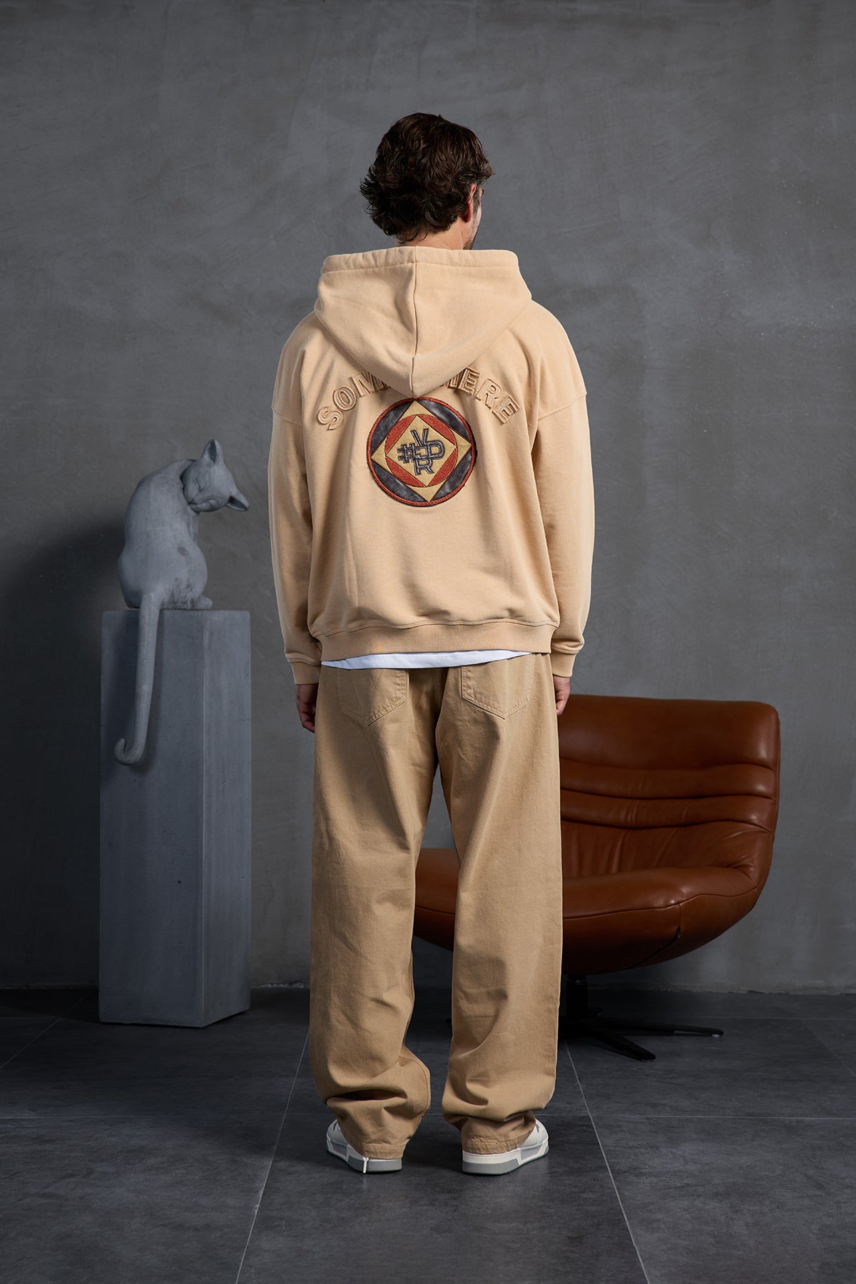 Bej Armalı Kapüşonlu  Sweatshirt 10000