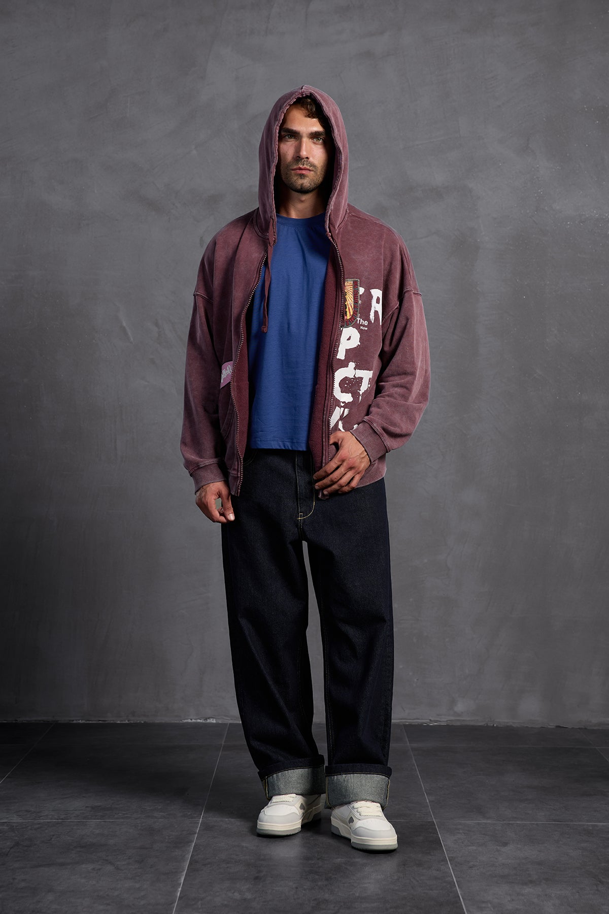 Bordo Armalı Kapüşonlu  Sweatshirt 10000