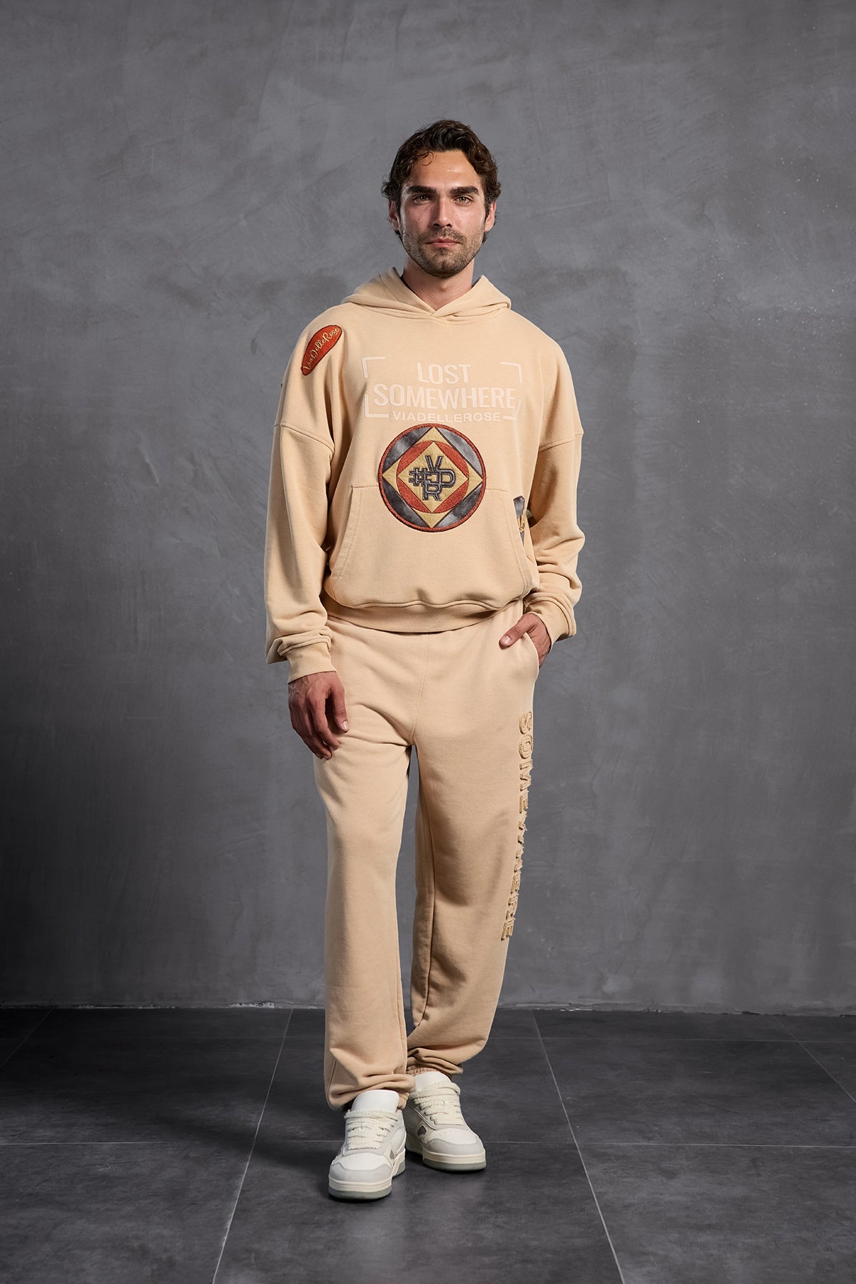 Bej Armalı Kapüşonlu  Sweatshirt 10002