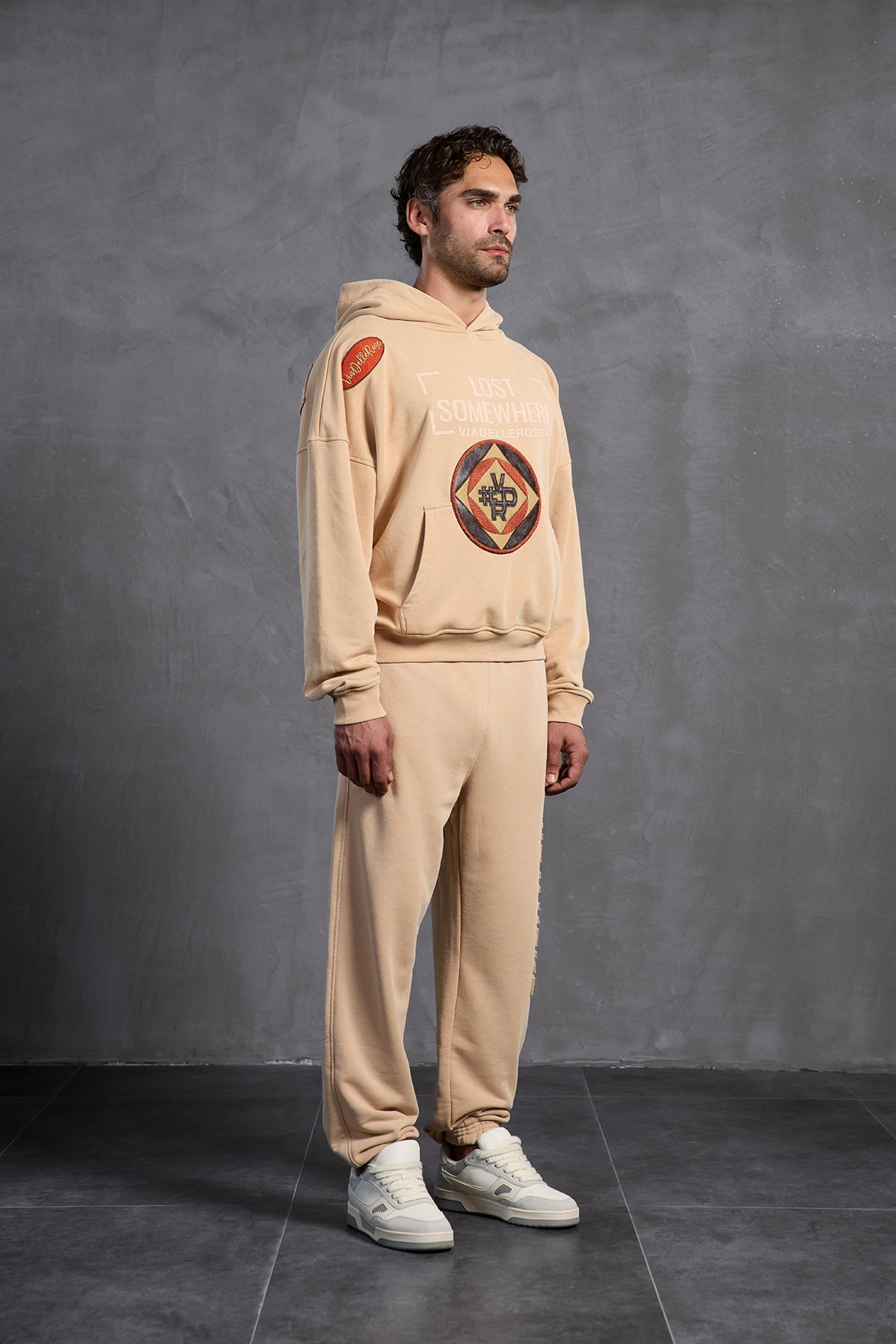 Bej Armalı Kapüşonlu  Sweatshirt 10002