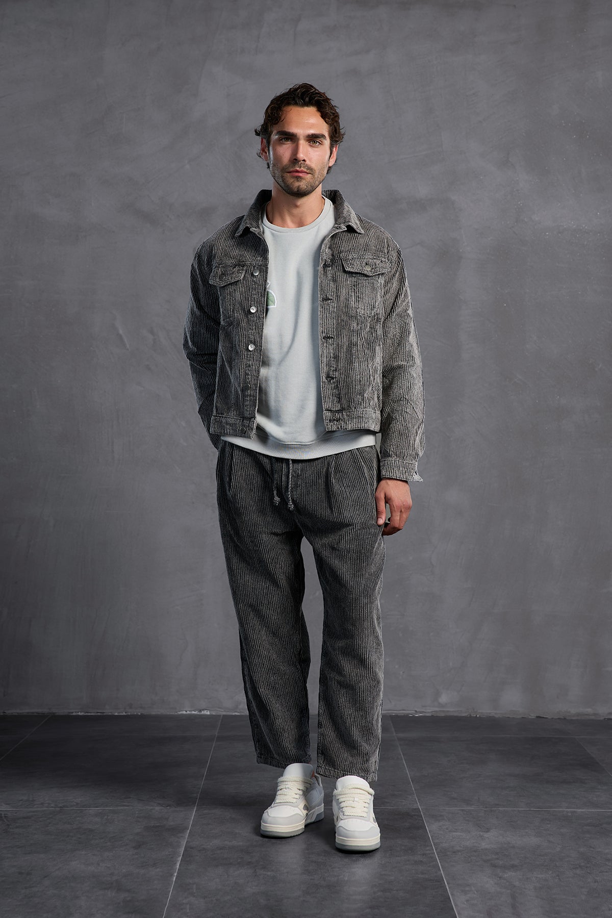 Antrasit Fitilli Kadife  Pantolon 10018