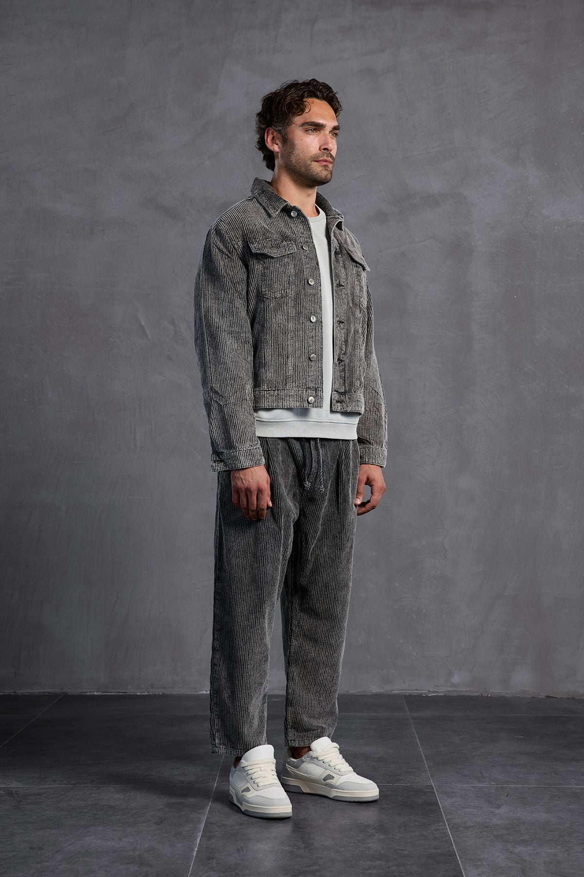 Antrasit Fitilli Kadife  Ceket 10019