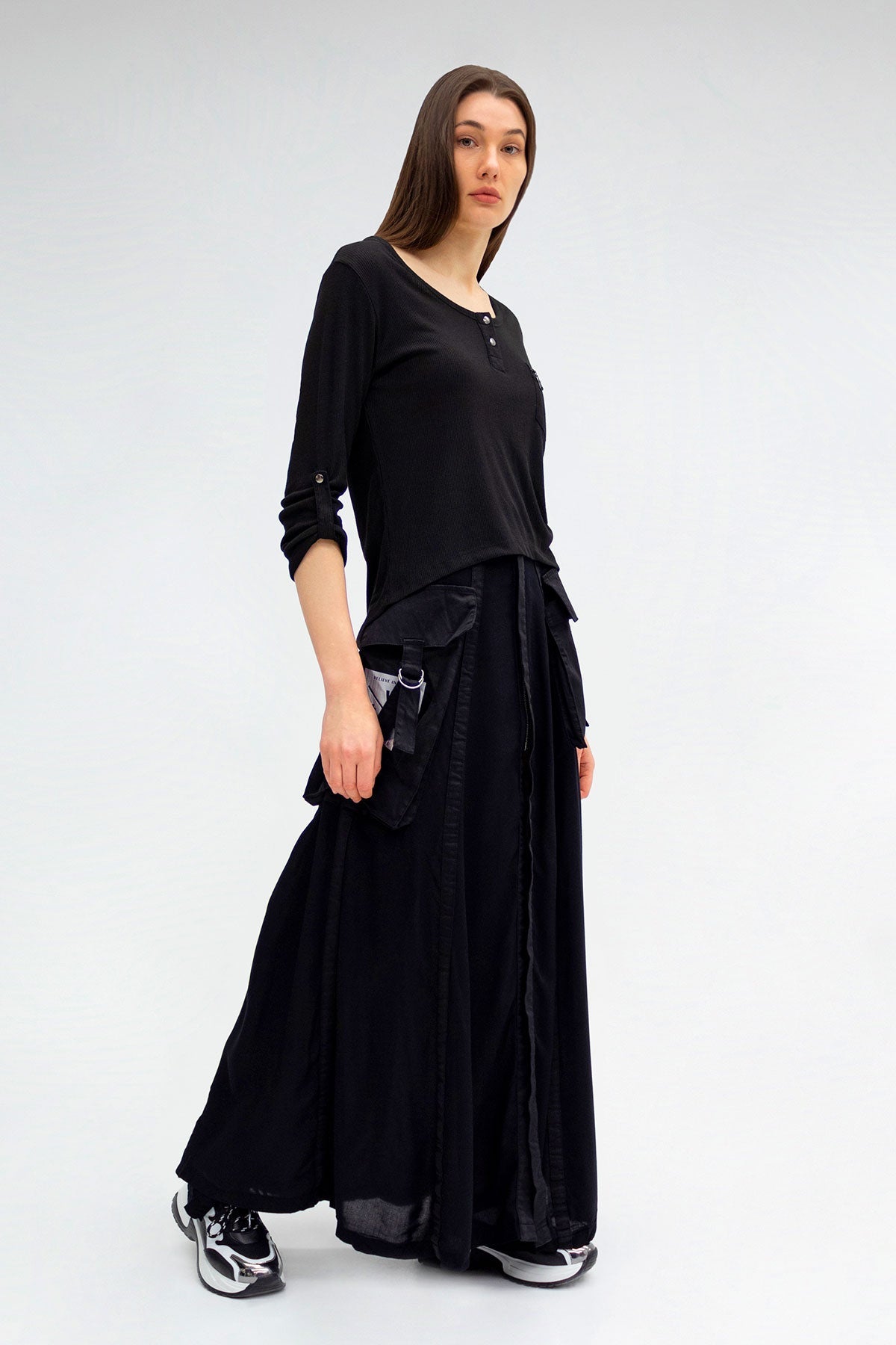 Siyah  Uzun T-shirt 5070