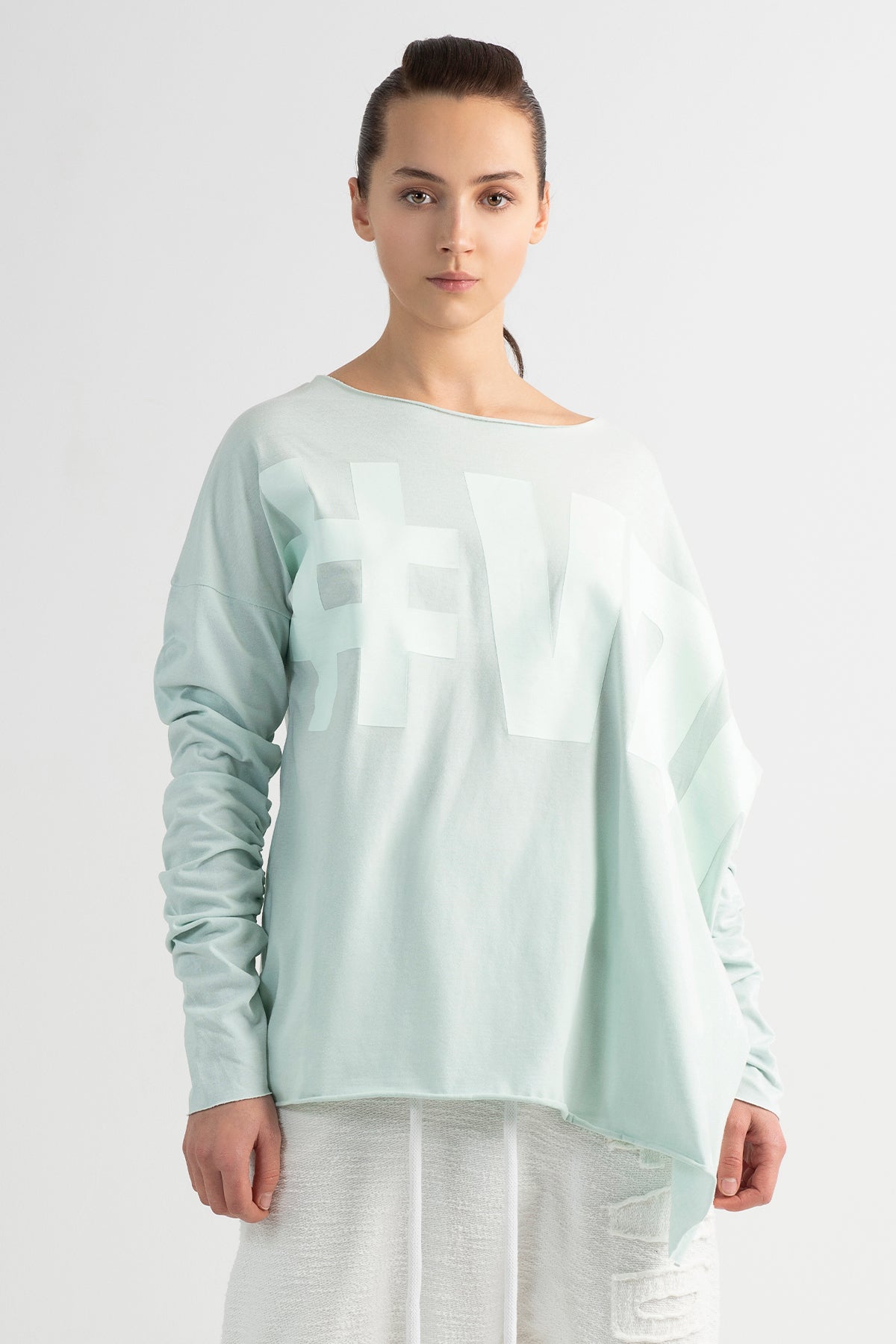 Beyaz  Uzun T-shirt 7123