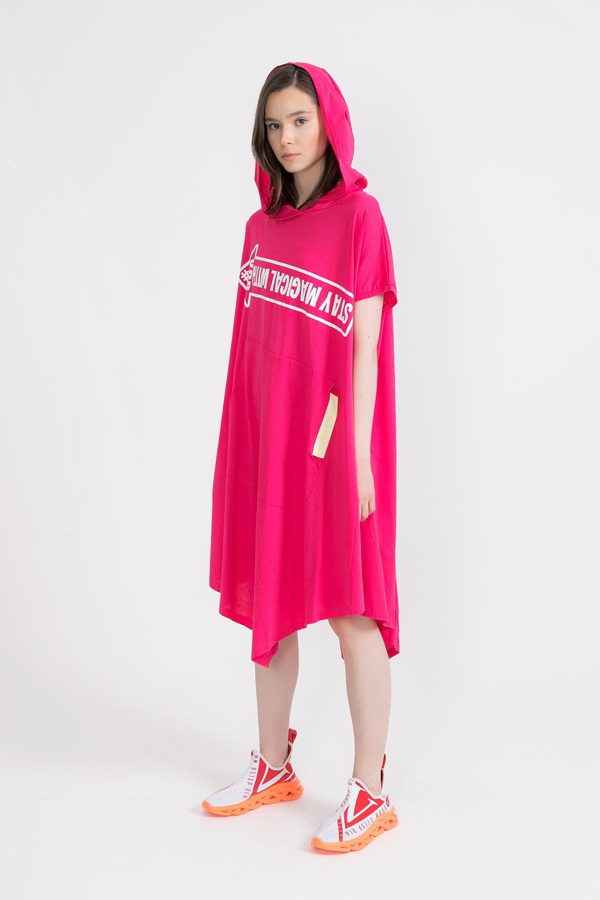 Koyu Pembe  Elbise 9448