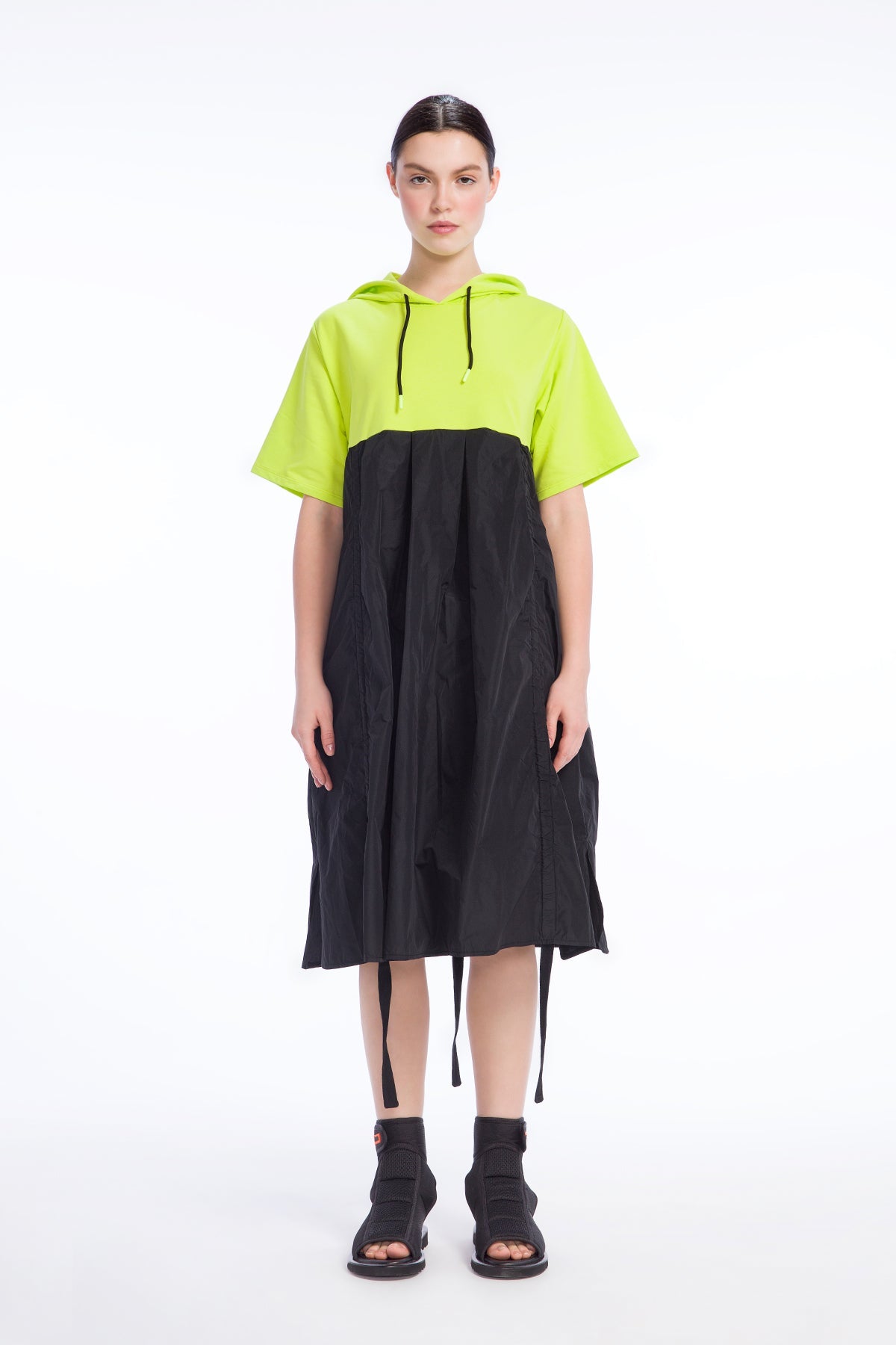 Siyah Sari Neon  Elbise 9469