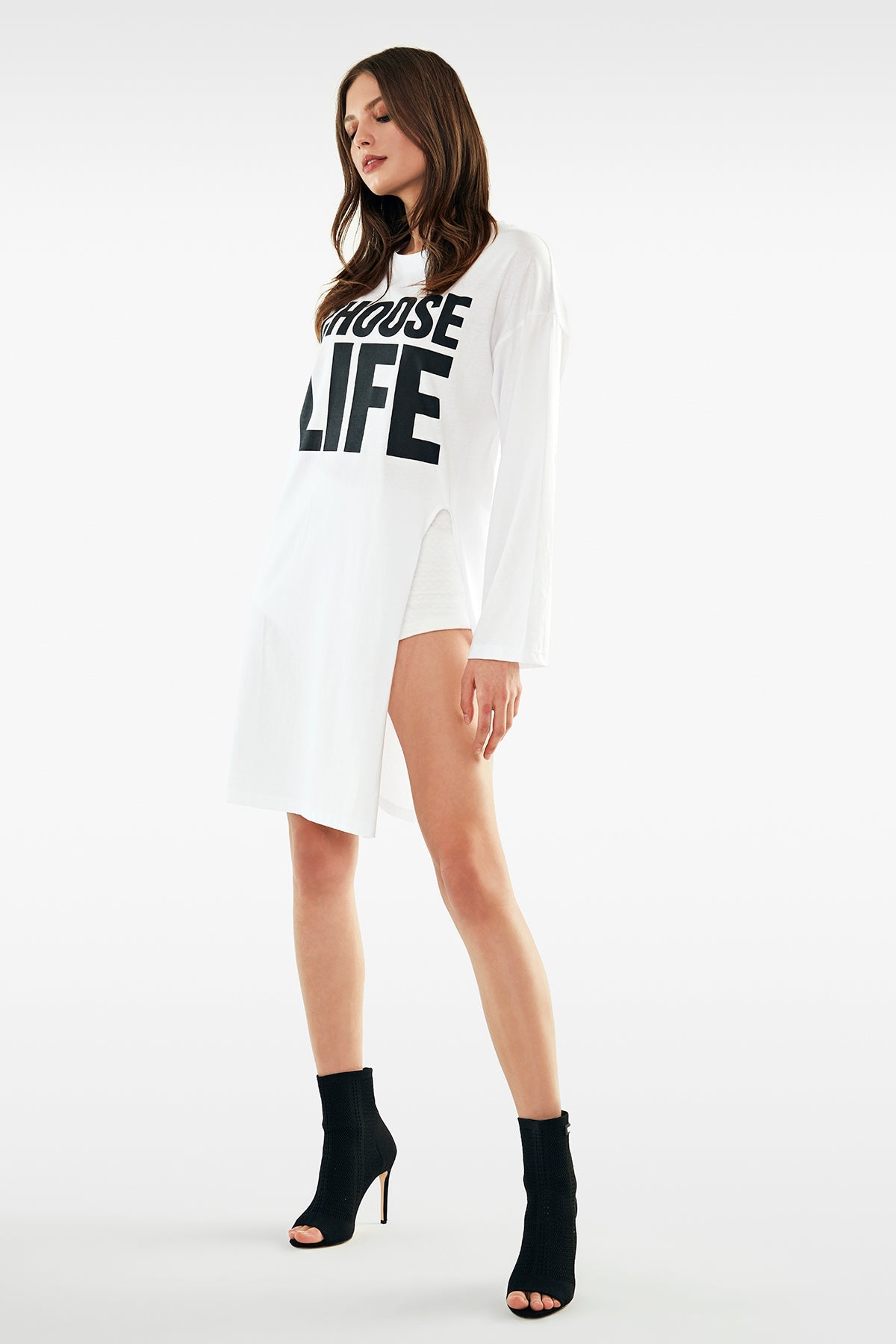 Beyaz  Uzun T-shirt 11298