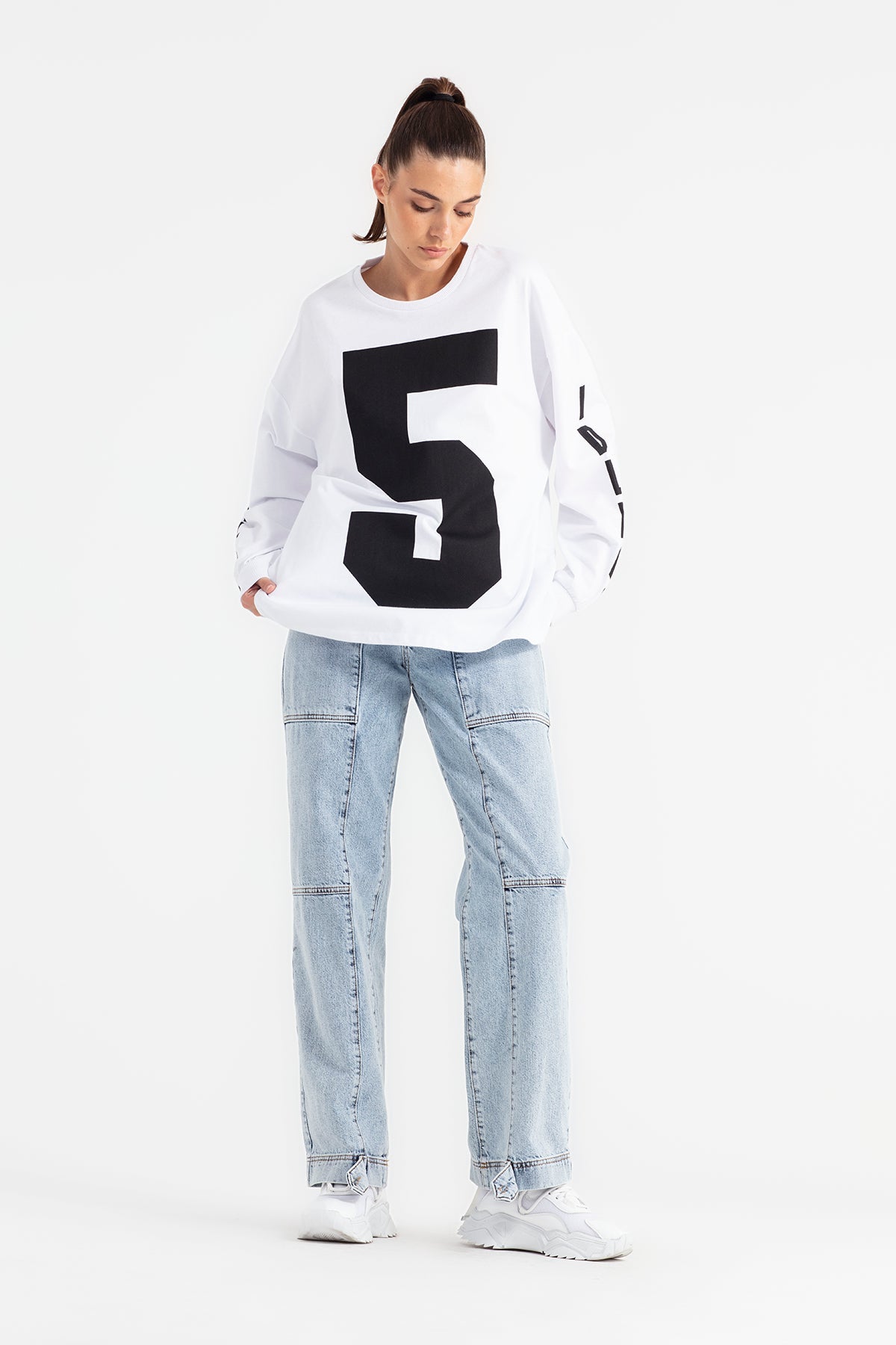 Beyaz  Uzun T-shirt 11479