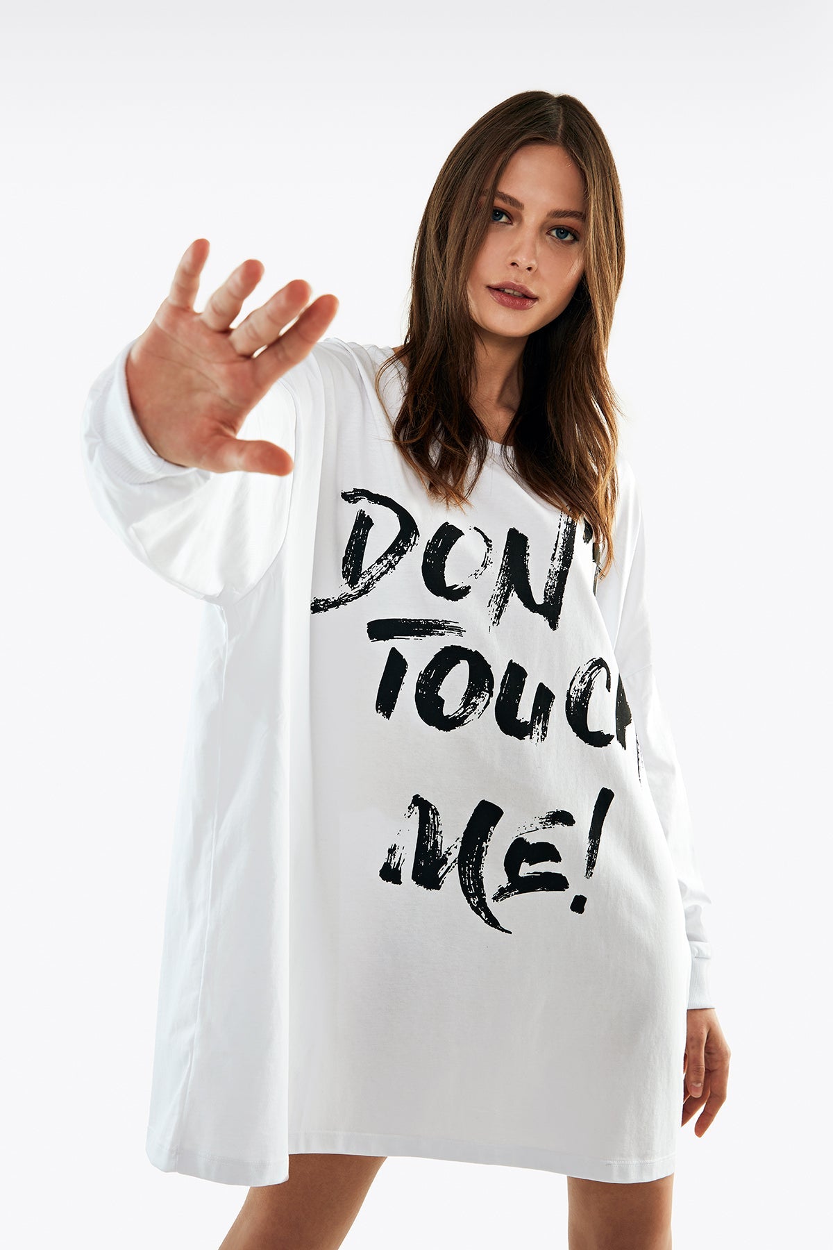 Beyaz  Uzun T-shirt 11493