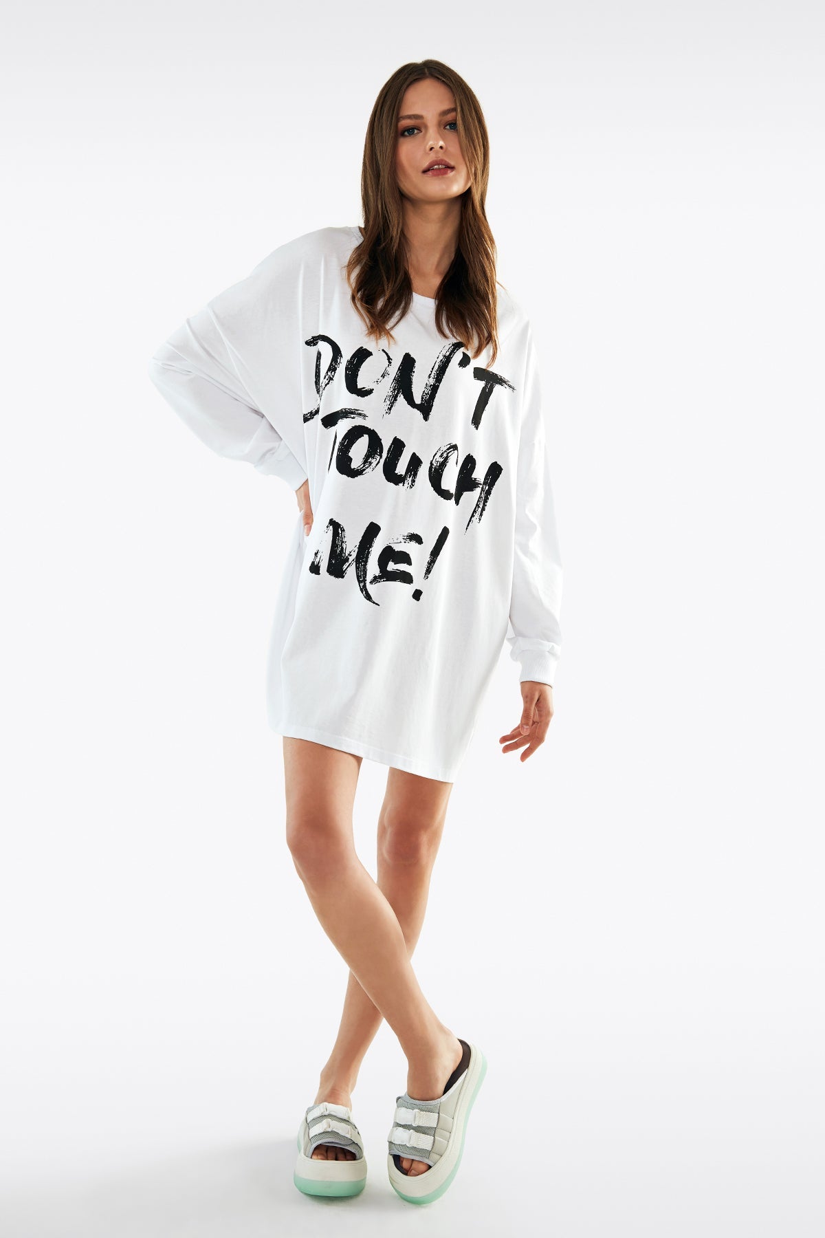 Beyaz  Uzun T-shirt 11493