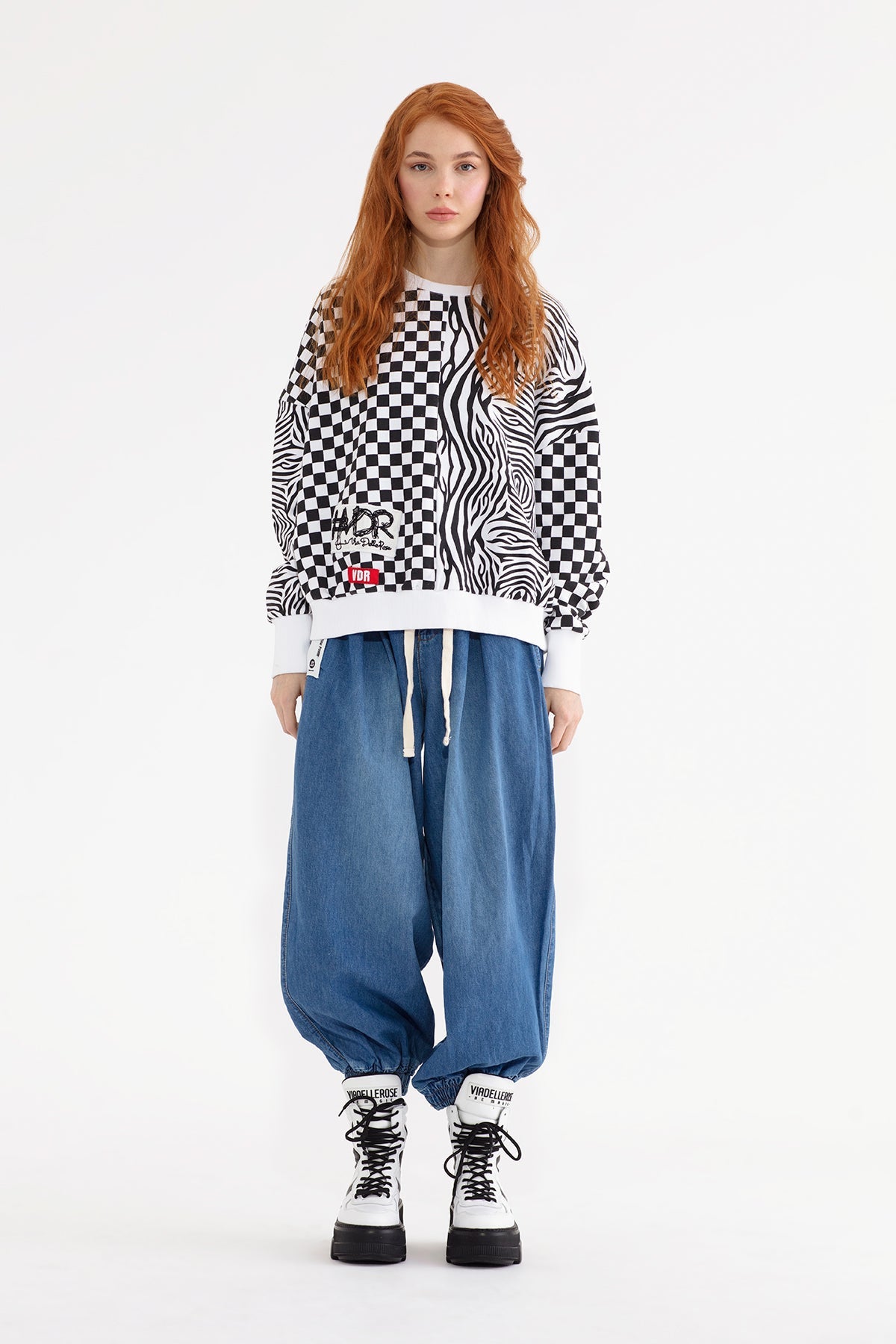 Beyaz Siyah  Sweatshirt 13079