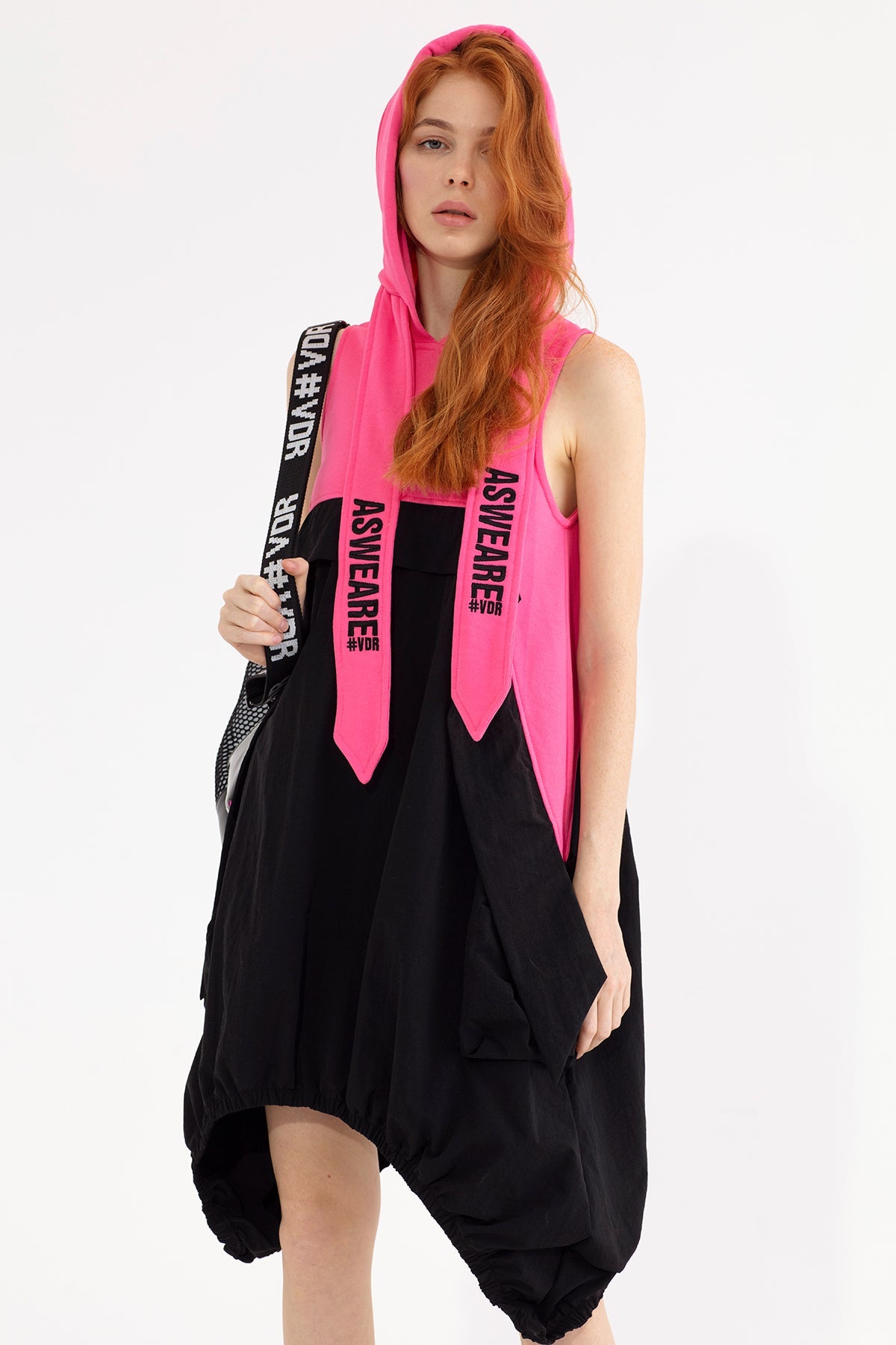 Siyah Pembe  Elbise 13123