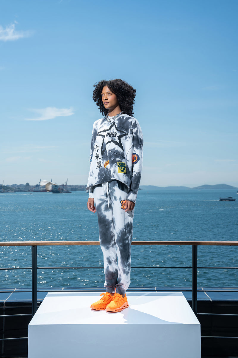 SİYAH EKRU SWEATSHIRT 15455