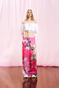 Beyaz Kayık Yaka Crop Bluz 17000