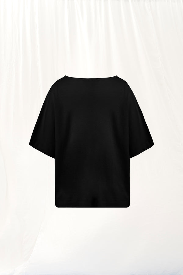 Siyah V-Yakalı İnterlok T-shirt 17003