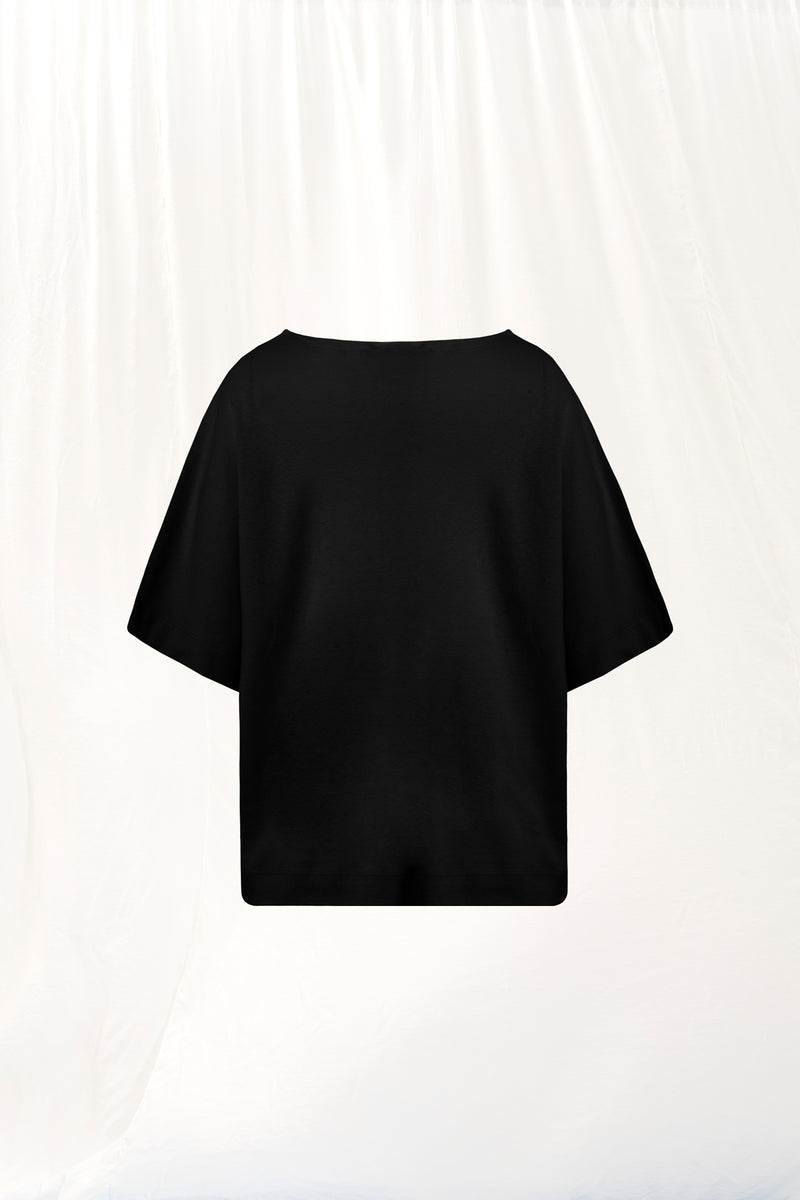 Siyah V-Yakalı İnterlok T-shirt 17003