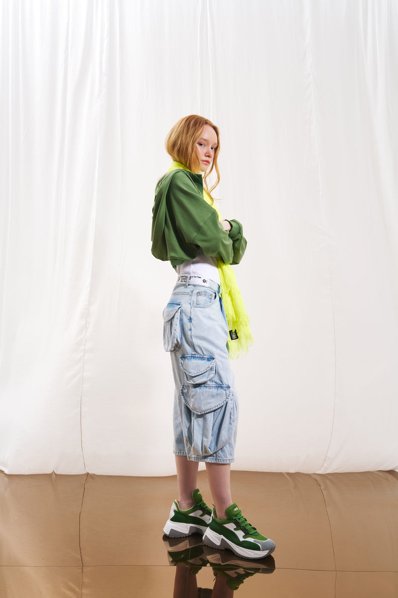 Zeytin Yeşili Bolero Sweatshirt 17006