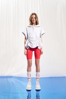 Açık Gri Melanj Kısa Kollu Sweatshirt 17034
