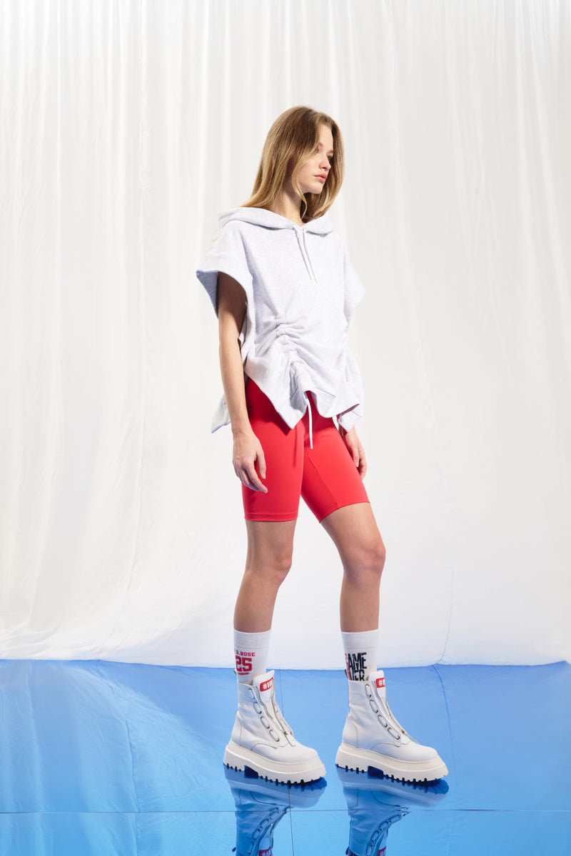 Açık Gri Melanj Kısa Kollu Sweatshirt 17034